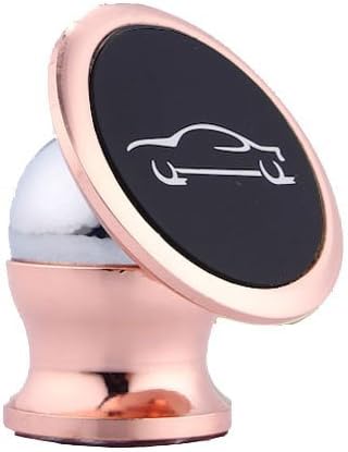 Solid Metal Cell phone holder bracket for car dashboard, desktop, or home with magnetic mount that swivels 360 degrees (Rose Gold)