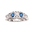 3 Diamond Bridal Engagement Ring with Blue Side Diamond 1/2 ct. in 14K White Gold