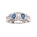 3 Diamond Bridal Engagement Ring with Blue Side Diamond 1/2 ct. in 14K White Gold