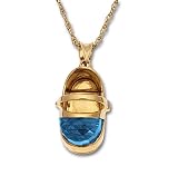 10k Yellow Gold Swiss Blue Topaz Baby Boot Pendant w/ Diamond Accent