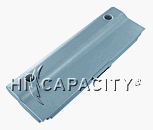 Extended capacity battery. Rectangular battery with eight slit-type contacts on side.