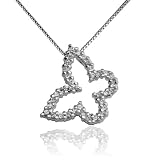 Sterling Silver Cubic Zirconia Open Butterfly Pendant