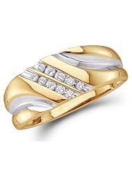 Mens Diamond Wedding Ring 10k Yellow Gold Engagement Band (0.12 Carat), Size... by 