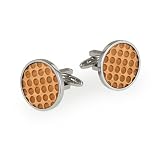 Dots Round Wood Cufflink with Wing Back