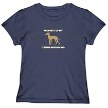 T-SHIRT WOMAN NAVY BLUE " PROPERTY OF MY ITALIAN GREYHOUND " Medium