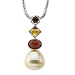 14K White Gold Paspaley South Sea Cultured Pearl, Citrine and Garnet Pendant