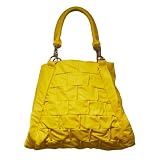 YELLOW OBLONG HOBO STYLED HANDBAG WITH GATHERED FRONT