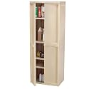 Sterilite 01428501 4-Shelf Utility Cabinet with Putty Handles, Platinum