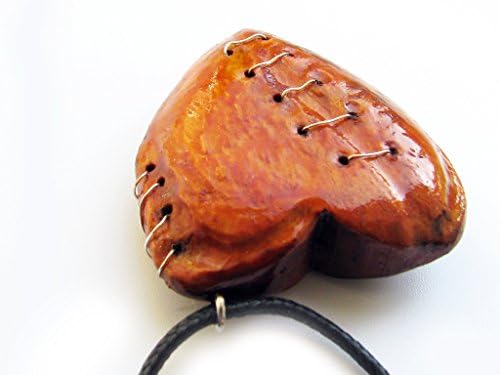 1 mended love large heart breaker broken stitched Imperfect necklace ornament wood charm pendant A1