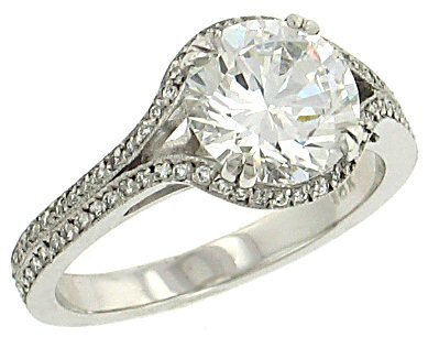 2 Row Pave Diamond Engagement Ring .34cttw (CZ ctr)