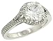 2 Row Pave Diamond Engagement Ring .34cttw (CZ ctr)