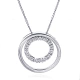 Silver & Diamond Circle Pendant w/Chain