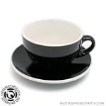 Cup & Saucer Black and White 8 Oz. (236.6 ml) Cafe Style Latte - Set of 6