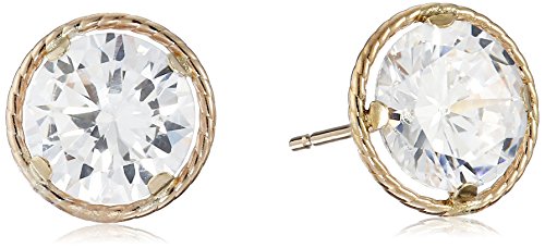 14k Yellow Gold Martini Set Cubic Zirconia Stud Earrings