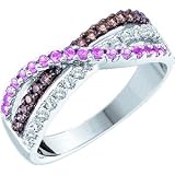 1/2 Carat Pink Chocolate & White Diamond 14k White Gold Right Hand Ring