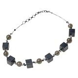 Midnight Black Cubes Beaded Wire Collar Necklace