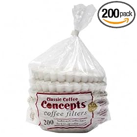 Click here to buy Coffee Filters F  10-12 Cup Coffee Makers, 200 BG, White, Sold as 1 bag by Classic Coffee Concepts, Inc.