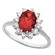 14K White Gold Chatham Created Ruby and Diamond Ring