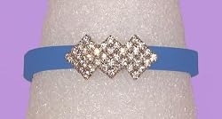 Bracelet - B305 - Crystal Triple Diamond - Designer Inspired - Adjustable Jelly Band ~ Blue