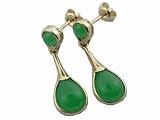 Green Jade Lady Drop Earrings, 14k Gold