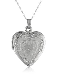 Klassics 10k White Gold and Diamond Heart Pendant Necklace, 18"