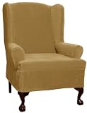 Maytex Collin Stretch 1-Piece Slipcover Wing Chair, Gold