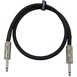 GLS Audio 3 feet Speaker Cable 12AWG Patch Cords 1/4-Inch to 1/4-Inch Professional Speaker Cables - Black