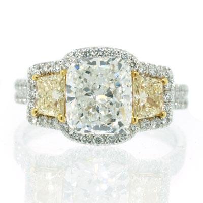 3.07ct Fancy Yellow Cushion Cut Diamond Engagement Anniversary Ring
