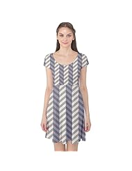Cap Sleeves Polyester/Spandex Chevron Print Zig Zag Stretchy  Dress