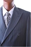 Men's Double Breasted Charcoal Pinstripe Super 150's Wool Feel Dress Suit