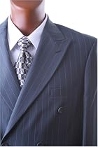 Men's Double Breasted Charcoal Pinstripe Super 150's Wool Feel Dress Suit