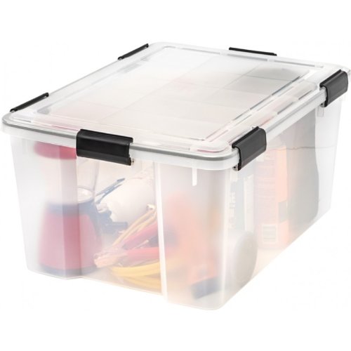 IRIS Weathertight Buckle-Up Storage Box, 62.8 QT