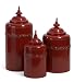 Classic Round Scarlet Metal Canister Storage Container - Set of 3