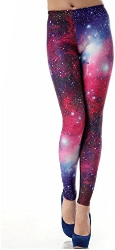 Sexy&amp;Stylish Space Print Pants Leggings Fitness Stretch Tights for Women (Purple Galaxy)