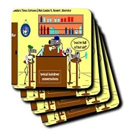 Londons Times Funny Music Cartoons - Typical Hair Dryer Conversations - Coasters