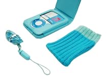iDelta - 3G BLUE FLIP CASE & FREE BLUE SOCK DEAL FOR APPLE iPOD NANO 3RD GENERATION 4GB 8GB PLAYER + EXCLUSIVE NEW BLUE NECK STRAP