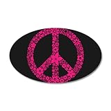IMAGE OF 22x14 Oval Wall Vinyl Sticker Flowered Peace Symbol PBB