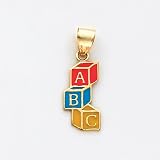 A,B,C Blocks Enameled Charm, 14K Yellow Gold