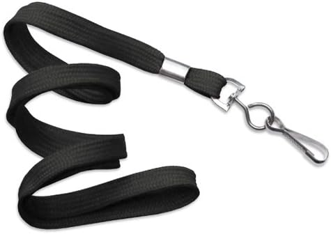TruOffice Black 38-Inch Flat Lanyards with Swivel Hook, 100-Pack (CLANF38-BK)