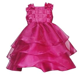 Rare Editions Baby/Infant Girls 12M-24M RED CRANBERRY SATIN & SHEER BASKET WEAVE Special Occasion Wedding Party Flower Girl Dress