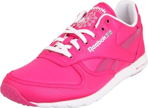 Reebok Women's Classic Leather Clean Ultralite Sneaker,Brilliant Pink/White/Excellent Red,8.5 M US