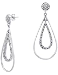 10k White Gold 1/5cttw, H-I Color, I1-I2 Clarity, Hanging Diamond Earrings