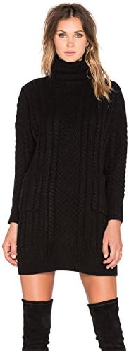 Gwendolyn Y women's Black Hang-Neck Formal Long Sleeveless Woolen Dress (XX-Large)