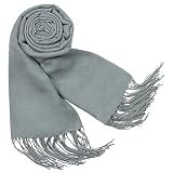 Basile Fringed Solid Wool And Cashmere Pashmina Shawl Gray