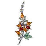 Silver Tone Stemmed Wildflower Pin Brooch