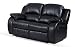 Capella Bonded and Faux Leather Alpha 2 Seat Recliner Sofa with 2 Manual Recliner Actions, Black