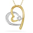 Sterling Silver Yellow Plated Round Diamond Double Heart Pendant (0.04 cttw)