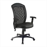 Kitchen & Housewares : Mesh and Ventilated Office Chair - Screen Back with Vinyl Trim and Leather Seat Chair - Office Star - EX1580