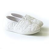 Spinas（スピナス） ベビー キッズ レーススリッポン 自分で履けるもん！スポッと履きやすいお姫様納得の爽やかなカラーが可愛いレースシューズ！全３色（ホワイト　パープル　イエロー） (23, ホワ