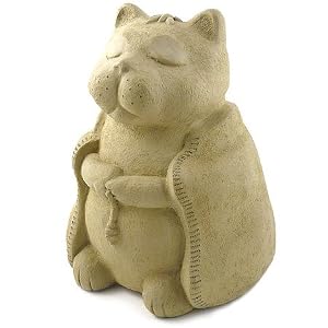 Meditating Cat - Cast Stone Garden Sculpture, large size by 
